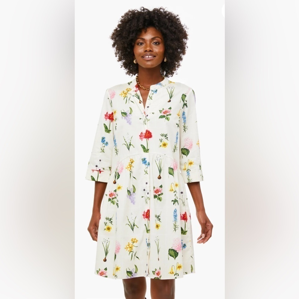 ❌SOLD❌Tuckernuck Royal Shirt Dress. Fresh Buds floral print. 3/4 sleeve. Size S. - Picture 3 of 10